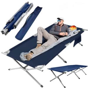 Foldbar Campingseng 187 cm Feltseng med Stålramme og Transporttaske Op til 110 kg